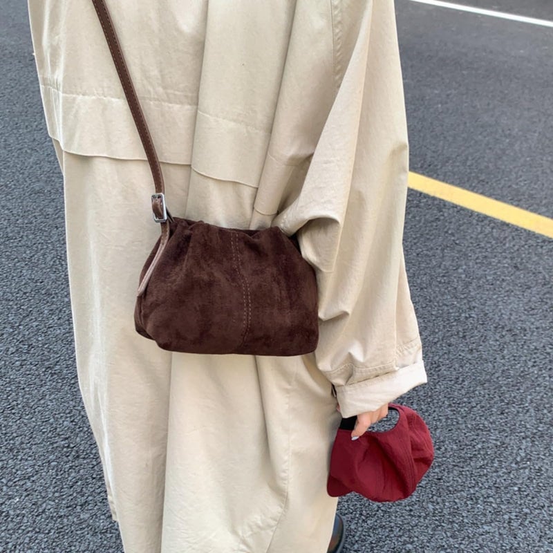 KeAiDMon Women Vintage Suede Handbags Tote Handbag Drawstring Bucket Bag Slouchy Crossbody Shoulder Bag Satchel Everyday Purse - Image 1